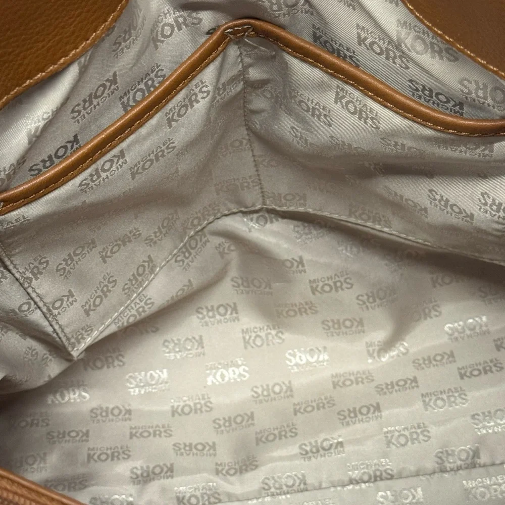 Michael Kors Hamilton Camel Brown Leather Satchel Tote Shoulder Bag 14 x 13 x 6 - Picture 16 of 16